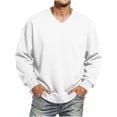 thumbnail image 6 of Zylanna Men's Big & Tall Long Sleeve Sweatshirt, Solid Color V-Neck Fall and Winter Loose Fit Casual Pullover Tops for Daily Wear White, 6 of 9