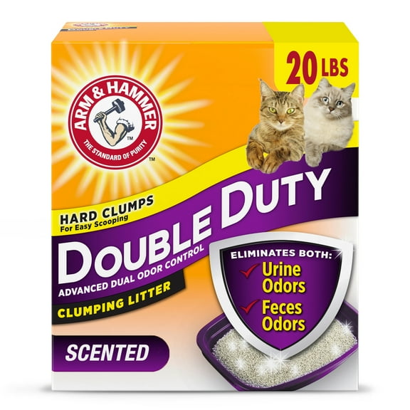 ARM & HAMMER Double Duty Cat Litter, Advanced Odor Control Clumping Cat Litter, Scented, 20 lbs