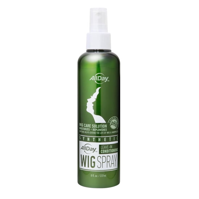 Spray para peluca sintética AllDay Locks | Revitaliza y Refresca | Limpia y prolonga la vida útil de pelucas y postizos | Acondicionador sin enjuague suave y fresco con aroma a uva | 8 onzas