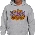 thumbnail image 2 of Retro Pumpkin Spooky Season Hoodie Sweatshirt Unisex Large Grey, 2 of 5