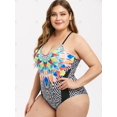 thumbnail image 3 of Más el tamaño de la geometría de una pieza del traje de baño Rosegal Camisetas sin mangas de talla grande, 3 of 5