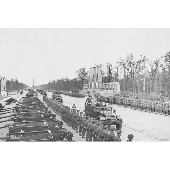 24"x36" Gallery Poster, Sir Winston Churchill passes the paradeCanadian contingent during the British Victory parade in Berlin, Germany