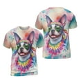 thumbnail image 3 of Hippie Boston Terrier Portrait Watercolor Tie-Dye Vintage Styles All Over Print 3D Shirt Unisex Merch Gentleman Dog Lover Gifts - 00014, 3 of 6