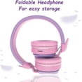 thumbnail image 2 of Riwbox BT05 Bluetooth Kids Headphones Wireless Foldable Headset Over Ear with Volume Limited and Mic/TF Card Compatible for iPad/iPhone/Tablet(Purple&Pink), 2 of 7