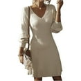 thumbnail image 6 of SOMER Womens Dress V-Neck Casual Dresses for Women Ripple Sweater Dress, Dresses for Women 2025 Elegant Classy Fall and Winter Long Sleeve Dress, 6 of 8