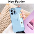 thumbnail image 5 of Compatible with iPhone 14 Pro Max Case for Women Girls,Soft TPU Cute Love Heart Plating Bumper Wristband Holder Bling Phone Case Slim Anti-Scratch Shockproof Luxury Case Cover(Sky Blue), 5 of 14