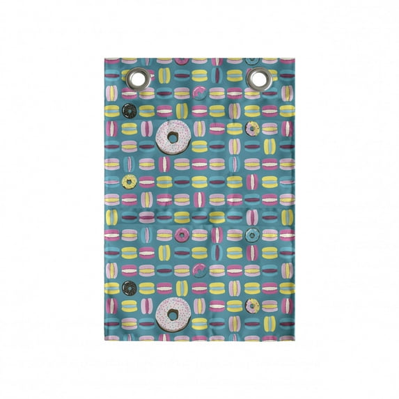 Dessert Hanging Pocket Organizer, Continuing Print of Colorful Donuts with Sprinkles Tasty Comfort Food, Printed Polyester Storage Bag with Pockets, 14" x 20", Teal and Multicolor