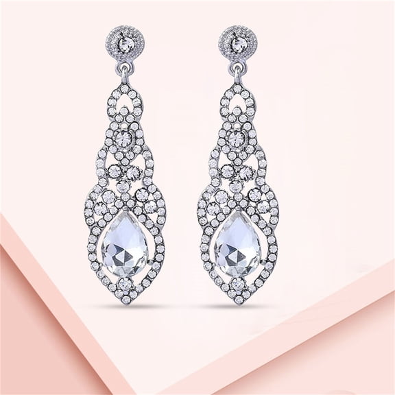 QIQUWOHUL Fashionable Exaggerated Design Sparkling Rhinestone Earrings