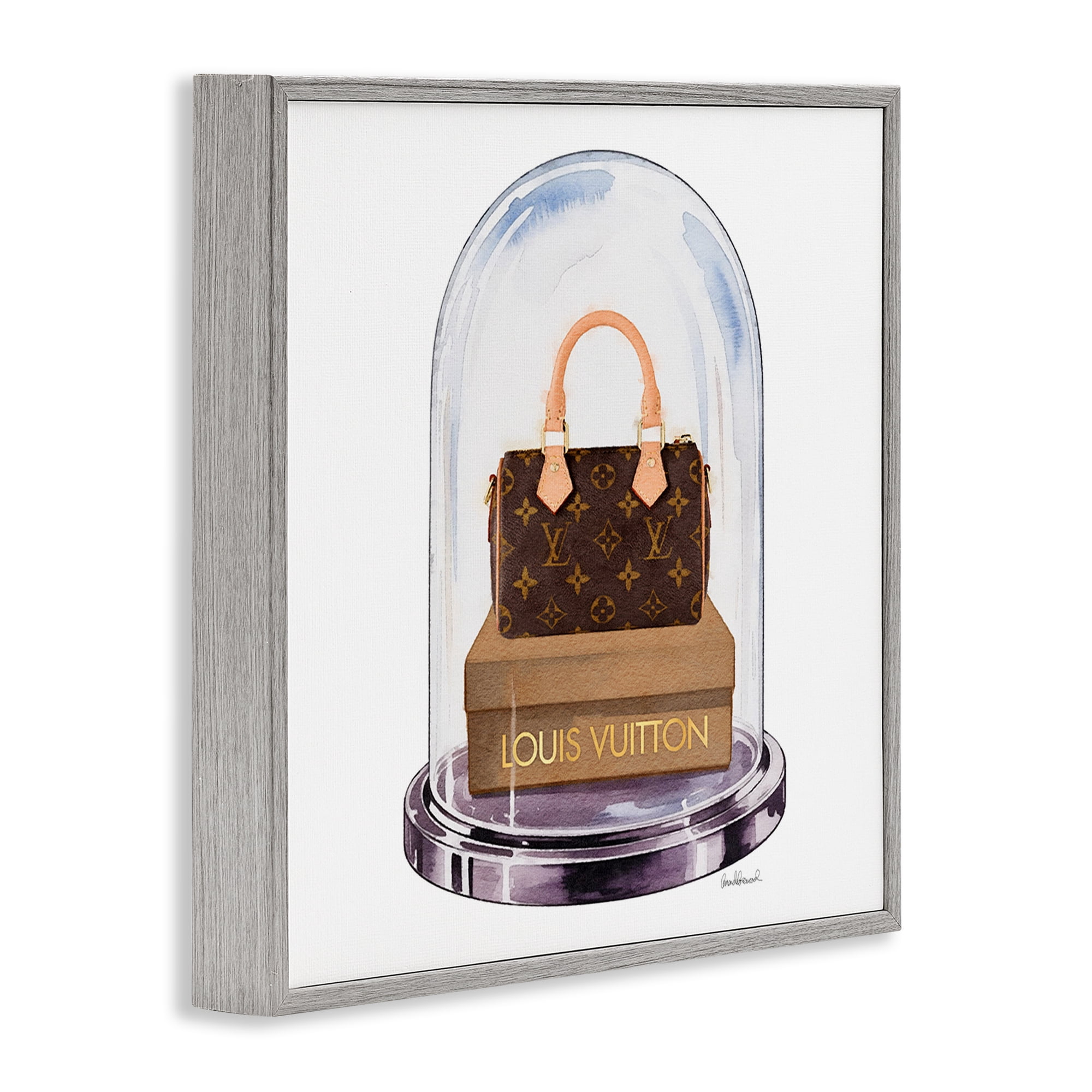 Stupell Industries Glam Purse Bell Jar Gray Framed Giclee Art, design by Amanda Greenwood