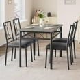 thumbnail image 3 of Dining Set for 4 Kitchen Table with 4 Upholstered Chairs, Rustic Brown, 3 of 9