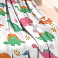 thumbnail image 3 of White Dinosaurs Flowers Pattern Blanket,Comfortable Soft Lamb Wool Throw Blanket,All Season,Warm Lightweight Blankets for Sofa Bed Couch Living Room Chair,30"x40", 3 of 4