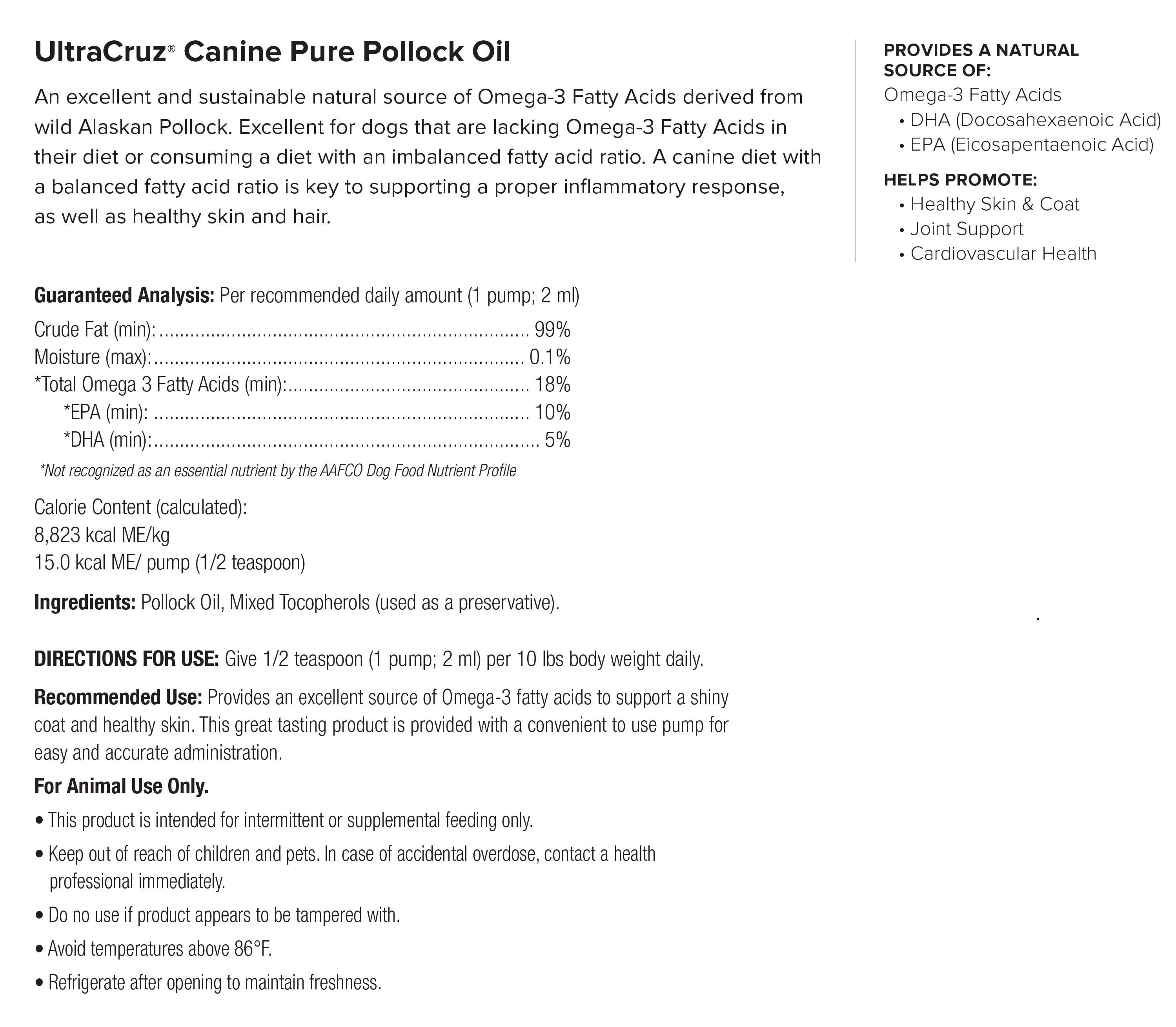 UltraCruz® Canine Pure Pollock Oil, 16 oz