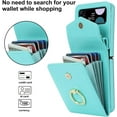 thumbnail image 4 of Phone Case for Samsung Galaxy Z Flip 3 5G 2021 Wallet Cover with RFID Blocking Ring Crossbody Wrist Strap Stand Credit Card Holder Leather Cell Accessories ZFlip3 Z3 Flip3 3Z Women Men Teal, 4 of 11