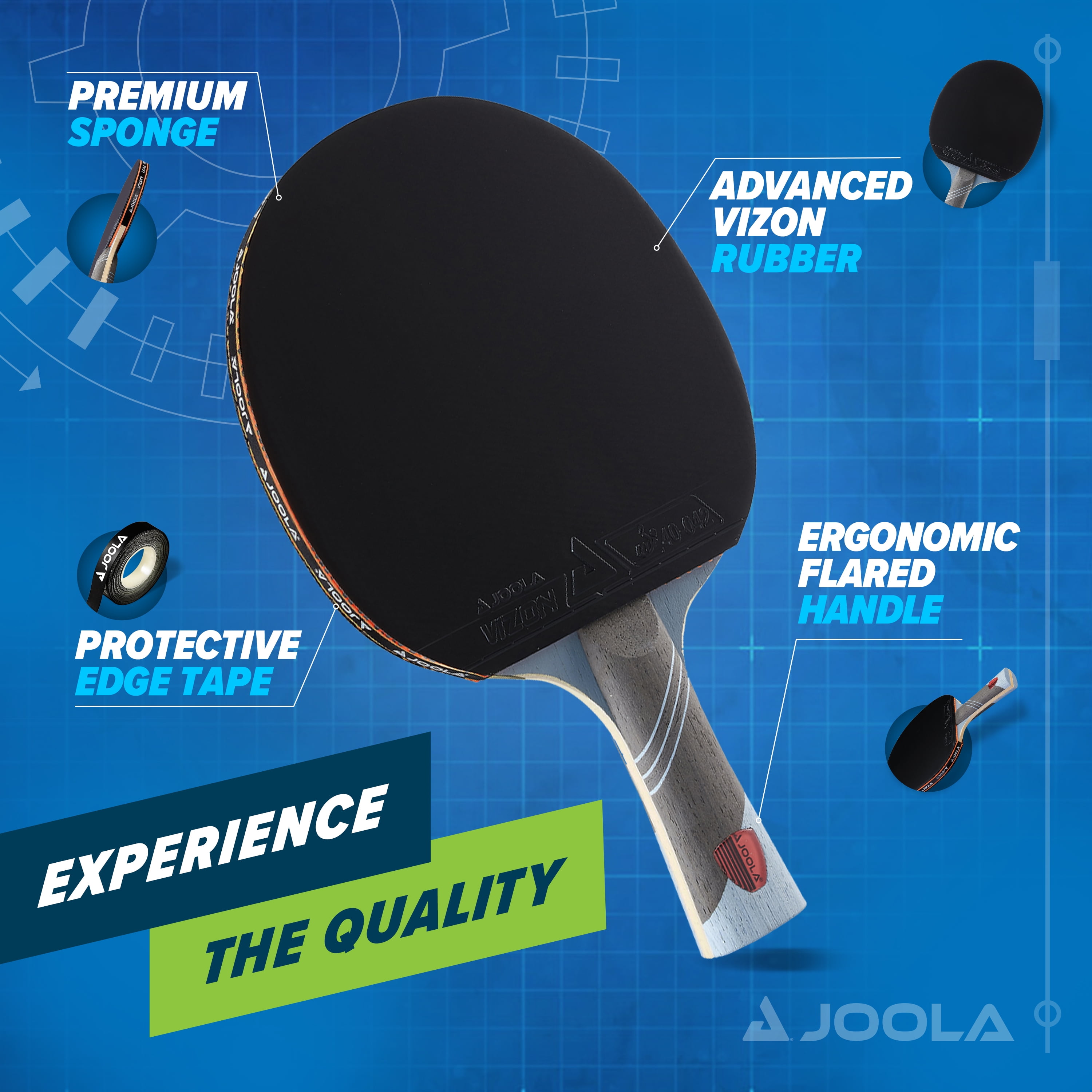 JOOLA Omega Series Speed Table Tennis Racket, Flared Handle