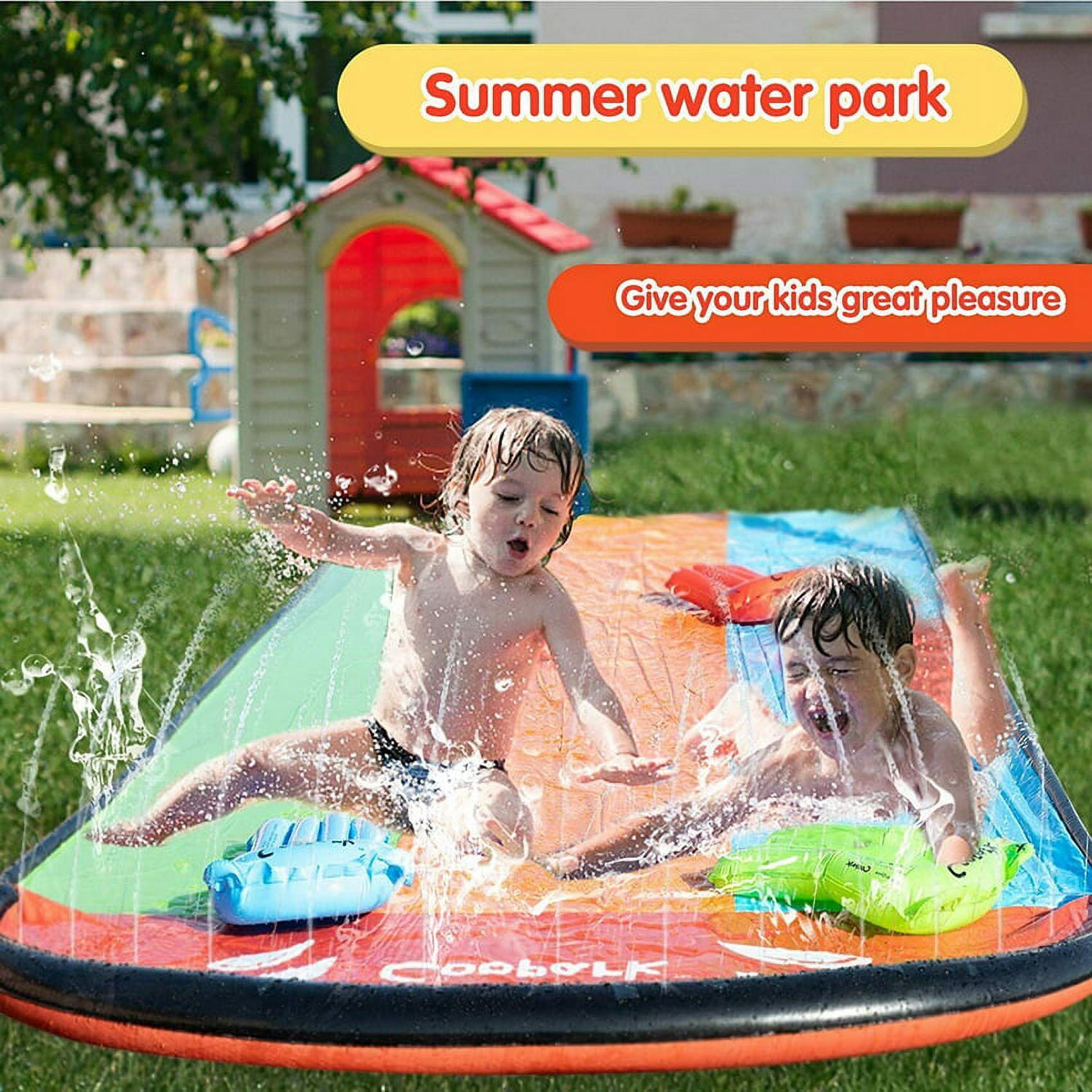 Coopark Triple Lane Inflatable Lawn Water Slide, Kids and Adults, 16 ft