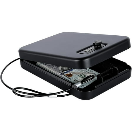 Gun Safe for Pistols Small Handgun Lock Box with Combination Lock Portable Travel Pistol Safe for Car, Home, Travel