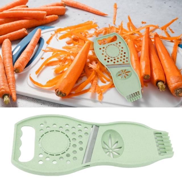 Pelador de frutas Afilado de Acero inoxidable, Cortador de Verduras 3 en 1 Con Exrimidor de Limón, Herramiente de Cocina Antioxidante Para Moler Pasta de Ajo