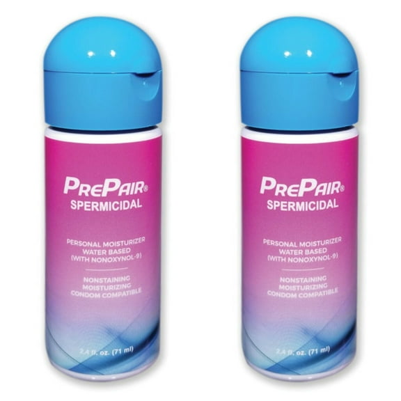 PREPAIR SPERMICIDAL LUBE MOISTURIZING LUBRICANT COUNT OF 2 BOTTLES 2.4 oz