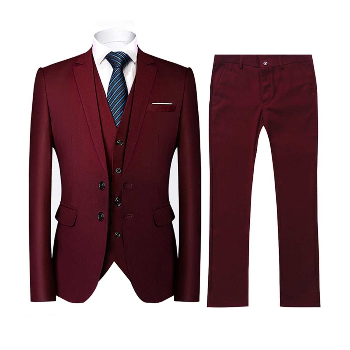 CloudStyle Mens Three Piece Dress Suit Daily Smart Wedding Formal Suit ...