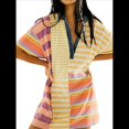 thumbnail image 2 of Vestido Estilo Babydoll de Rayas en Contraste para Mujer, Estilo Y2K, con Retazos de Verano, Estilo Vintage, Cuello en V y Corta. Rayas Naranjas M, 2 of 8