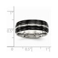 thumbnail image 6 of Stainless Steel Polished Black IP Ridged Edged Ring, 6 of 6
