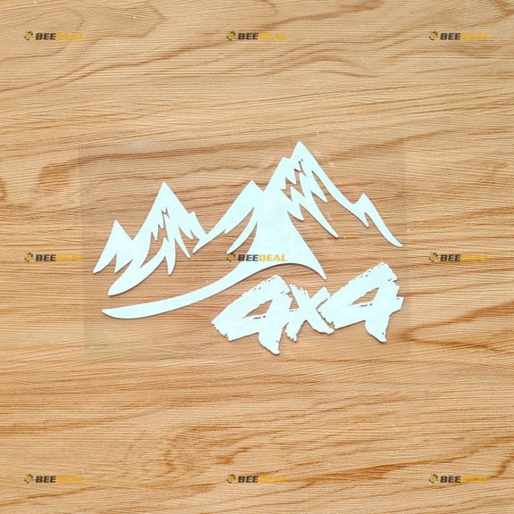 4X4 Off Road Sticker Decal Vinyl Mountain - White 6" - Fit For Ford Chevy GMC Toyota Jeep Car Pickup Truck No Background Die-cut