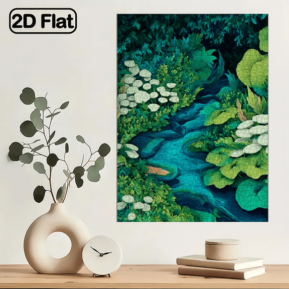 1000pcs Adult Jigsaw Puzzle - 3D Scene: Challenging Puzzle with Serene Stream, Plants Flower Beds - Suitable for Jigsaw Puzzle Lovers, Birthday Gift or Brain Activity for Adults (Complex Colorin