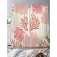thumbnail image 3 of Coastal Ocean Coral Sheer Curtains 108 Inch Long 2 Panels, Red Pink Theme Pattern Light Filtering Rod Pocket Semi Sheer Curtains, Sheer Voile Drapes for Living Room Bedroom, 52"x108", 3 of 5