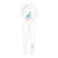 thumbnail image 4 of KIJBLAE Women's Dragonfly Print Pajama Set Loose Short Sleeve Round Neck T-Shirt Long Pants Homewear Tracksuit White XXXXXL, 4 of 5