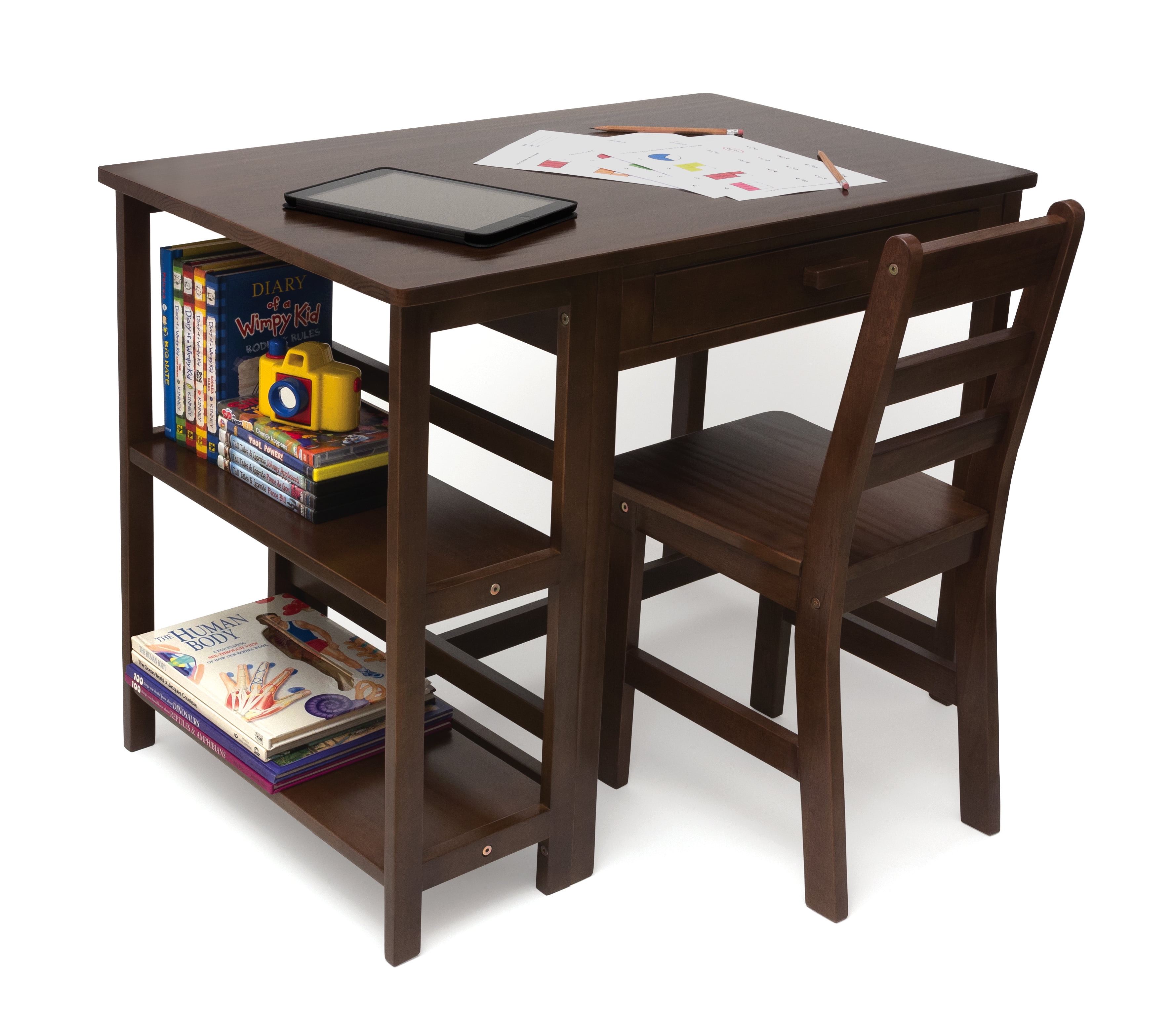 lipper childrens walnut rectangle table and 4 chairs