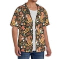 thumbnail image 2 of KLL Squirrel Mushroom Yellow Flower Print Men's Shirt Short Sleeve Button Down Summer Cuba Beach Shirts- 3X-Large, 2 of 5