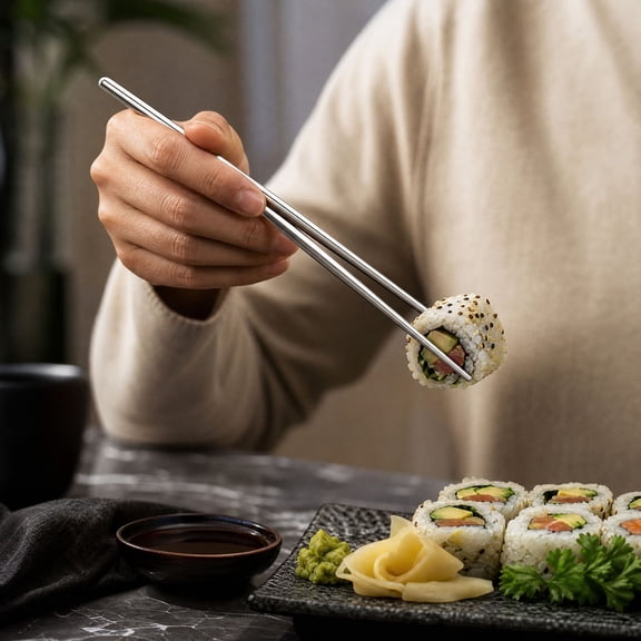 5 Pair Stainless Steel Chopsticks,Metal Non-slip Chopstick,Stainless Steel Chopsticks,Chinese Stylish Easy to Clean, Reusable Dishwasher Safe and Microwave Safe Chopsticks