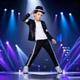 thumbnail image 5 of Dance Star Costume Set Jacket and T-Shirt with Pants and Hat with Gloves for Pop Stage Outfits for Halloween Retro Performance Role Play Show 110, 5 of 6