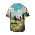 thumbnail image 5 of Uemuo Prairie Pasture Cow Pattern Cotton Linen Short Sleeve Shirts,Casual Lightweight Button Down Shirts,Vacation Beach Summer Tops-XX-Large, 5 of 7