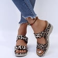 thumbnail image 2 of Wedge Sadnals for Women Leopard Print Open Toe Slides Slip on Summer Beach Shoes Casual Arch Support Walking Shoes Brown Size 7, 2 of 6