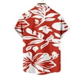 thumbnail image 5 of Elvqul Short Sleeve Shirts for Men Clearance Button up Summer Shirts Casual Red Printed Collared Tops, 5 of 5
