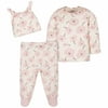 Gerber Baby Girl Take Me Home Shirt, Footed Pants & Cap, 3-Piece Outfit Set