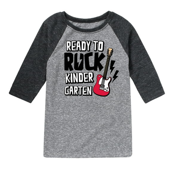 Instant Message - Ready To Rock Kindergarten - Toddler & Youth Raglan Graphic T-Shirt