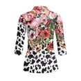 thumbnail image 3 of Uorisanigo Cow Print Floral Athletic Polo Workout Tops for Women Soft Fashionable Women's 3/4 Sleeve Athletic Golf Shirts Comfortable Dry-Fit Tennis Tops Workout Sports Daily Wear, 3 of 7