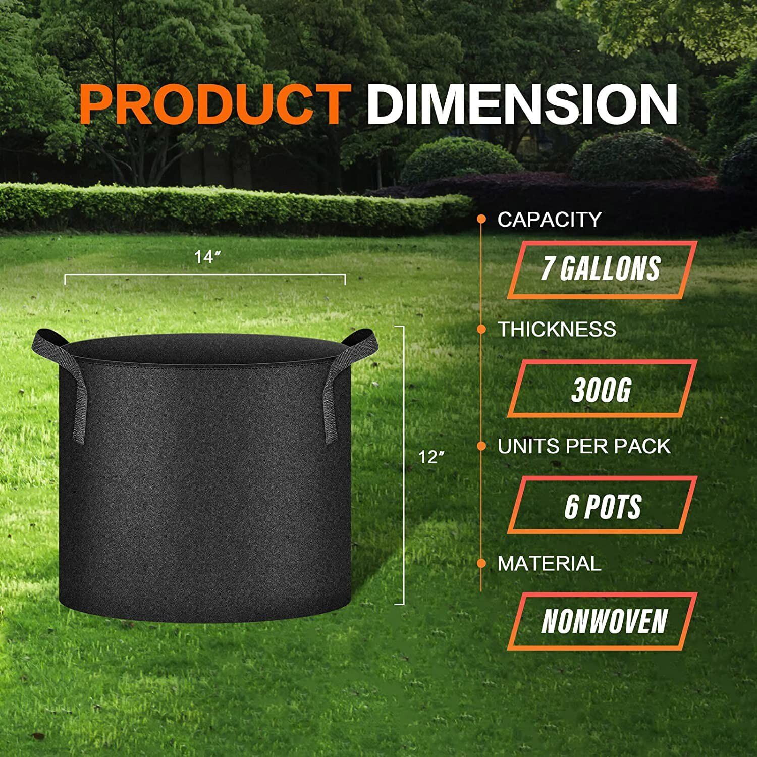 247Garden 7-Gallon Tall Aeration Fabric Pot 5-Pack