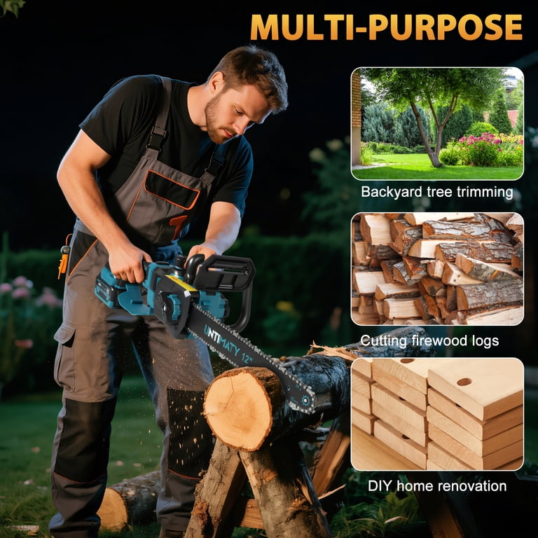 UNTIMATY Battery Chainsaw 12 inch Electric Chainsaw Cordless Chain