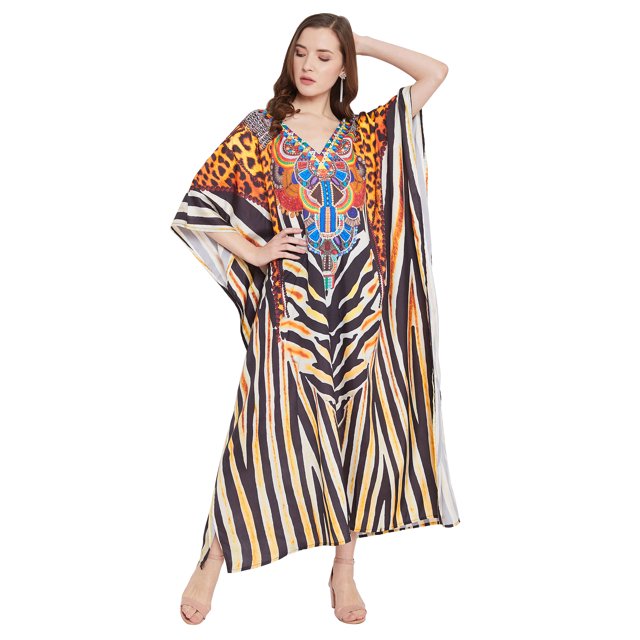 Robe Kaftan Longue Décontractée Ample à Manches Kimono pour Femmes Grande Taille, Tenue de Villégiature, Robe de Soirée, Fête, Été, Plage, Couvre-Maillot