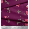 thumbnail image 3 of Soimoi polyester Crepe Fabric Leaves & Pink Flower Printed Fabric 1 Yard 42 Inch Wide, 3 of 3