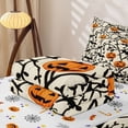 thumbnail image 5 of Homewish Vintage Silhouette Halloween Pumpkin Zipper Twin Comforter Sets with Fitted Sheet and 2 Pillowcases,Bat Branch Print Zipper Bedding Set,Halloween Reversible,4pcs, 5 of 7