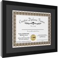 thumbnail image 2 of Creative Picture Frames 14x17 Classic Black Diploma Frame with Black Mat Glass Easel and Installed Wall Hangers , Frame Holds 16x20 Media without Mat 14x17 Black Mat, 2 of 6
