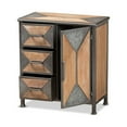 thumbnail image 2 of Baxton Studio Laurel Rustic Industrial Antique Grey Finished Metal and Whitewashed Oak Brown Finished Wood 3-Drawer Accent Storage Cabinet, 2 of 6
