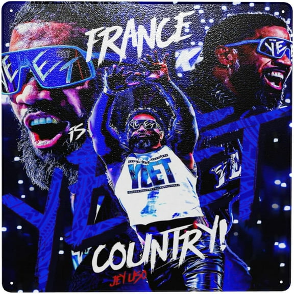 Jey USO Wrestler Metal Tin Sign Vintage Decor Plaque Decorative Tin Painting Wall Art Cool Poster Home Decor for Cafe Iron Plate Painting Wall Decor for Christmas 12X12 inch