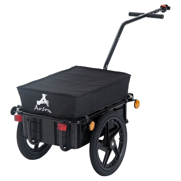 Aosom Double Wheel Internal Frame Enclosed Bicycle Cargo Trailer, 14.57 in x 27.17 in, Black