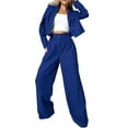 thumbnail image 2 of 2 Piece Outfits for Women Dressy Blazer Jackets High Waisted Straight Leg Pants Suits Set Business Casual Blue XL, 2 of 10