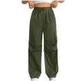 thumbnail image 1 of Cameland Women Wide Leg Cargo Pants Solid Color Casual Loose Drawstring Sweatpants Workwear Pants, 1 of 4
